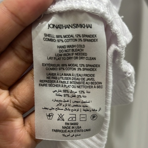 Jonathan Simkhai Standard Long Sleeve Ribbed Suzy Shaping Wrap Top Sz M - Picture 6 of 10